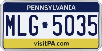 PA license plate MLG5035