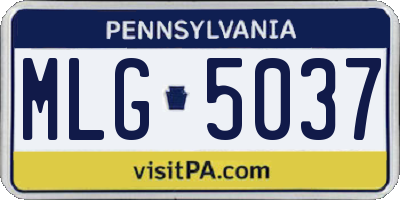 PA license plate MLG5037