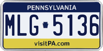 PA license plate MLG5136