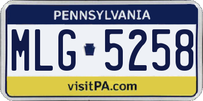 PA license plate MLG5258