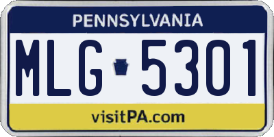 PA license plate MLG5301