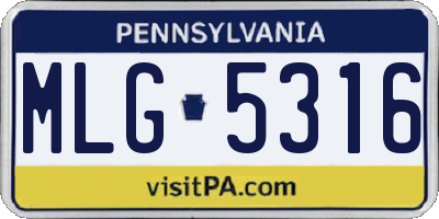 PA license plate MLG5316