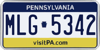 PA license plate MLG5342
