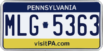 PA license plate MLG5363