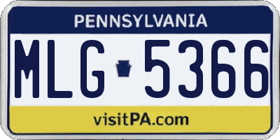 PA license plate MLG5366