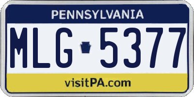 PA license plate MLG5377