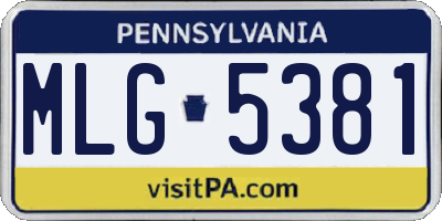 PA license plate MLG5381