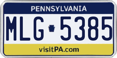 PA license plate MLG5385