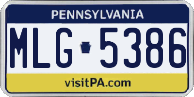 PA license plate MLG5386