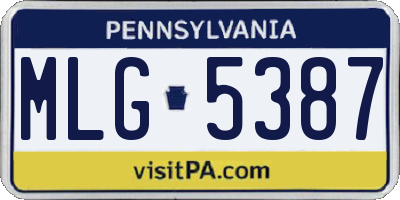 PA license plate MLG5387