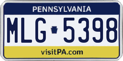 PA license plate MLG5398