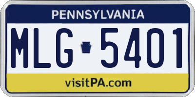 PA license plate MLG5401