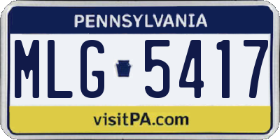 PA license plate MLG5417