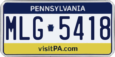 PA license plate MLG5418