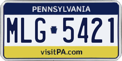 PA license plate MLG5421