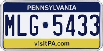 PA license plate MLG5433