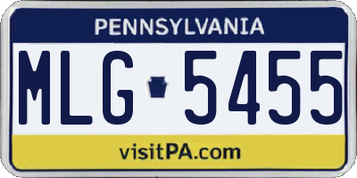 PA license plate MLG5455