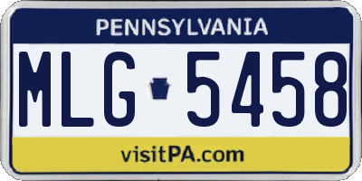 PA license plate MLG5458