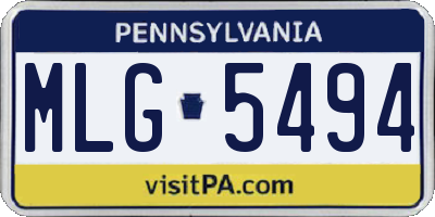 PA license plate MLG5494