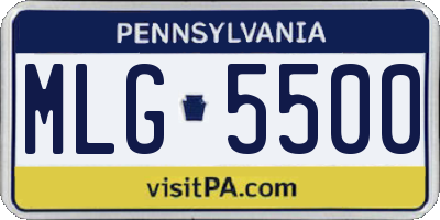 PA license plate MLG5500
