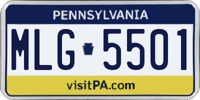 PA license plate MLG5501