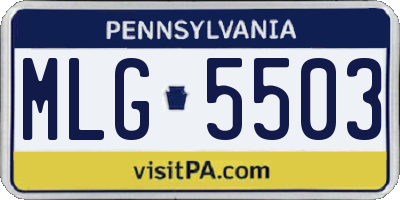 PA license plate MLG5503