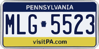 PA license plate MLG5523