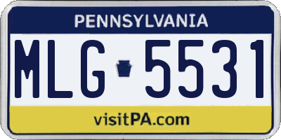 PA license plate MLG5531
