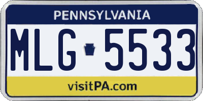 PA license plate MLG5533