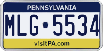 PA license plate MLG5534