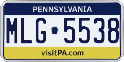 PA license plate MLG5538
