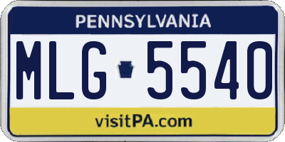 PA license plate MLG5540