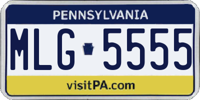 PA license plate MLG5555