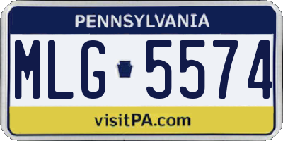 PA license plate MLG5574