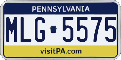 PA license plate MLG5575