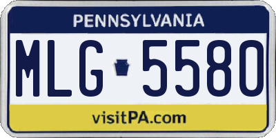 PA license plate MLG5580