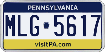 PA license plate MLG5617