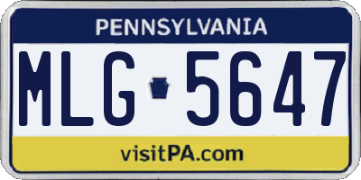 PA license plate MLG5647