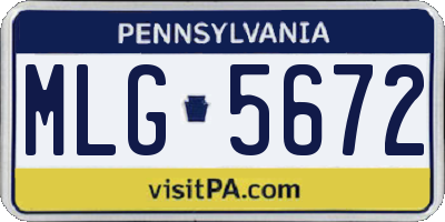 PA license plate MLG5672