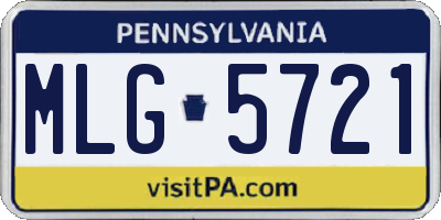 PA license plate MLG5721