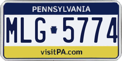 PA license plate MLG5774
