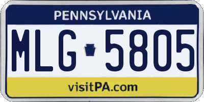 PA license plate MLG5805