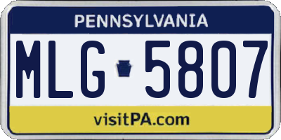 PA license plate MLG5807