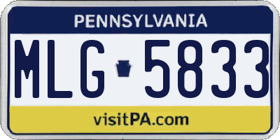 PA license plate MLG5833