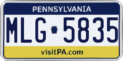 PA license plate MLG5835
