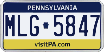 PA license plate MLG5847