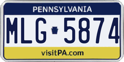 PA license plate MLG5874