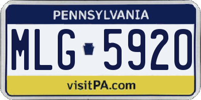 PA license plate MLG5920
