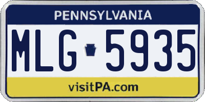 PA license plate MLG5935