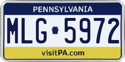 PA license plate MLG5972